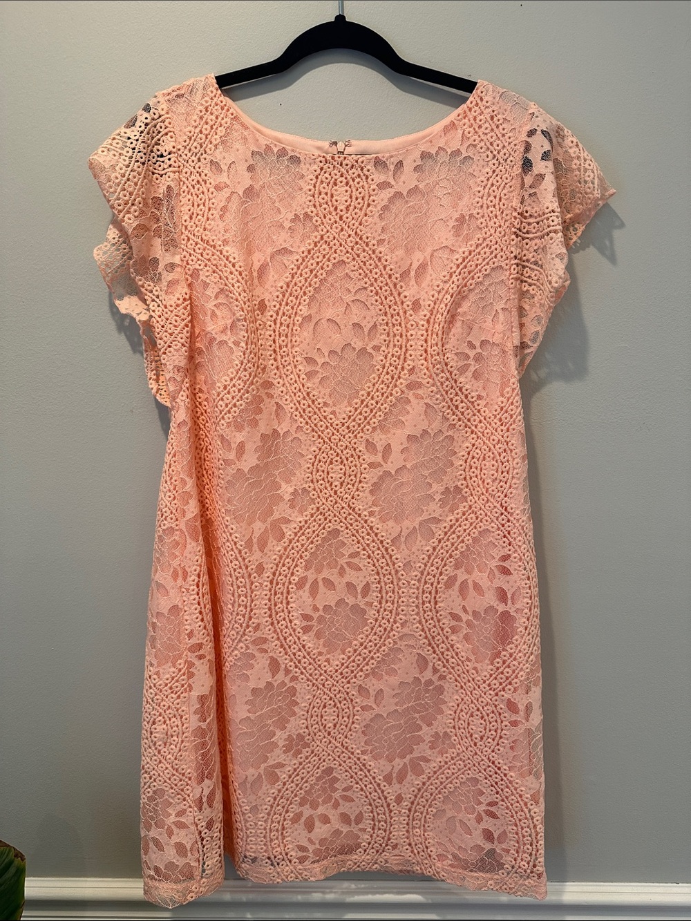 Cato Peach Lace Midi Dress